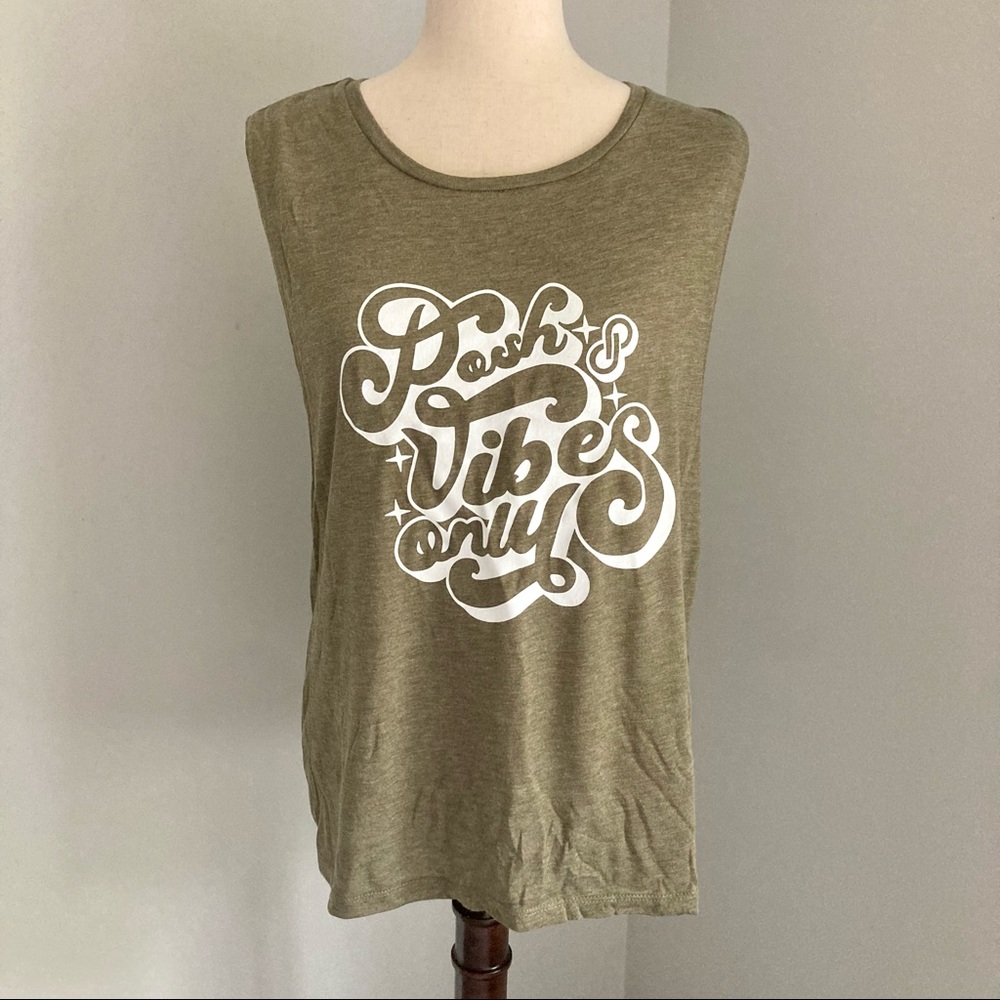 Posh Vibes Only Olive Green Muscle Tank Top